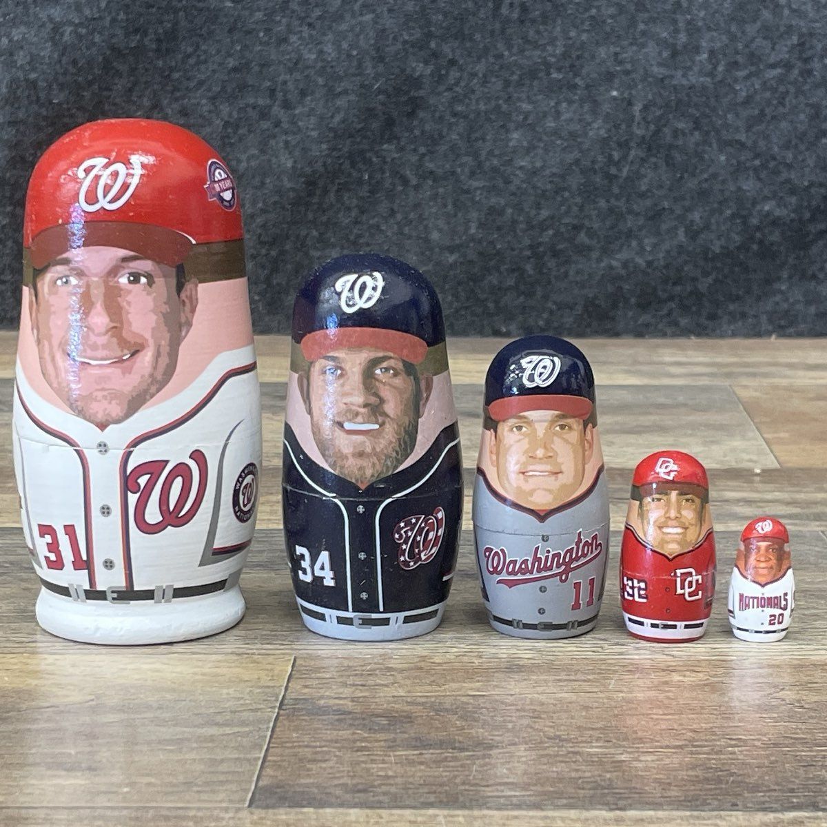 Washington Nationals Nesting Dolls Scherzer Harper Zimmerman 5pc Set MLB