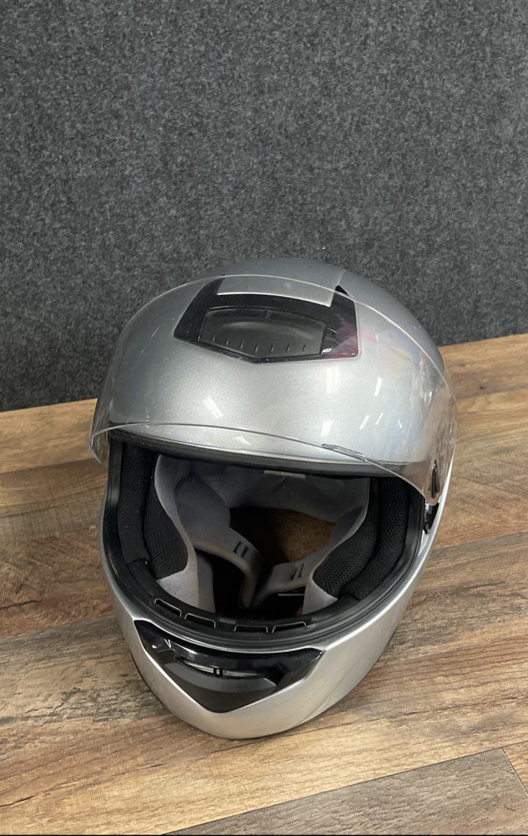 HJC CS-R1 Full Face Motorcycle Helmet Silver Size Small with Storage Bag