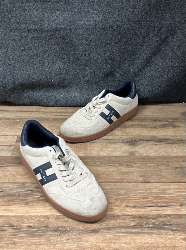 Tommy Hilfiger Lerge-R Off-White Beige Navy Low Top Sneakers Men's Size 12