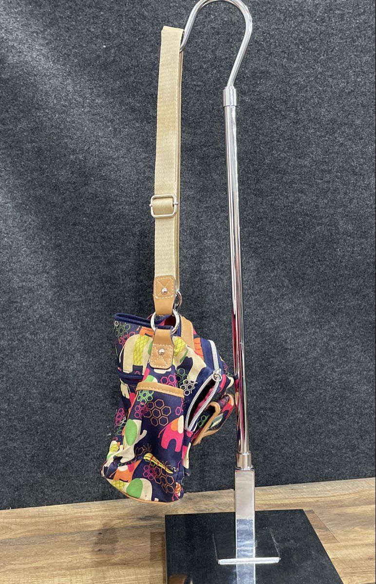Lily Bloom Multicolored Elephant Print Canvas Shoulder Bag Crossbody Purse