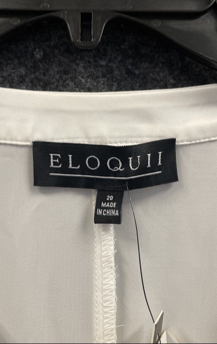 Eloquii Women's White V-Neck Cap Sleeve Button Front Blouse NWT Sz 20