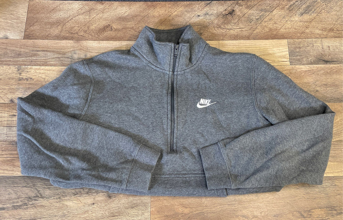 Nike Men's Grey Fleece Quarter Zip Pullover Mock Neck Sweatshirt Sz M
