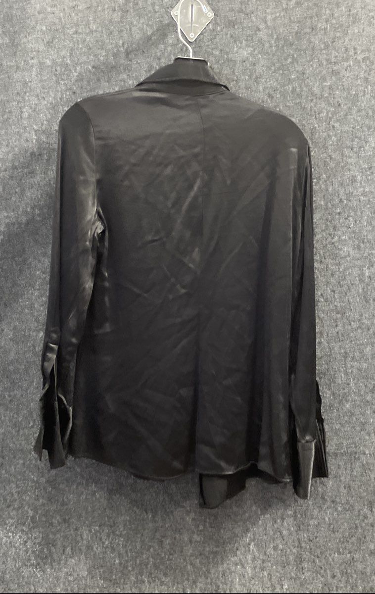 Zara Women's Black Satin Button-Up Long Sleeve Blouse Size M