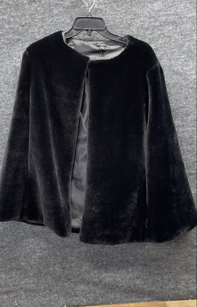Ann Taylor Women's Black Faux Fur Open Front Capelet Shawl Wrap XS/S NWT
