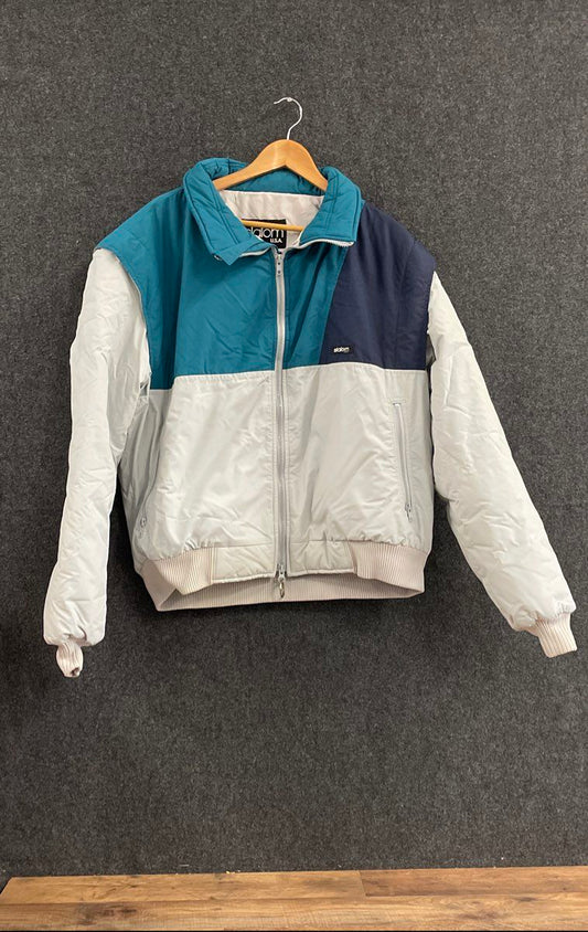 Slalom USA Vintage 90s Men's Ski Puffer Jacket Colorblock Teal Navy White Sz XL