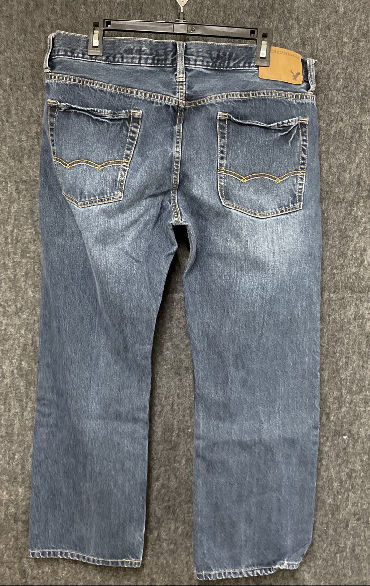 American Eagle Men's Straight Leg Faded Blue Denim Jeans Size 36x30