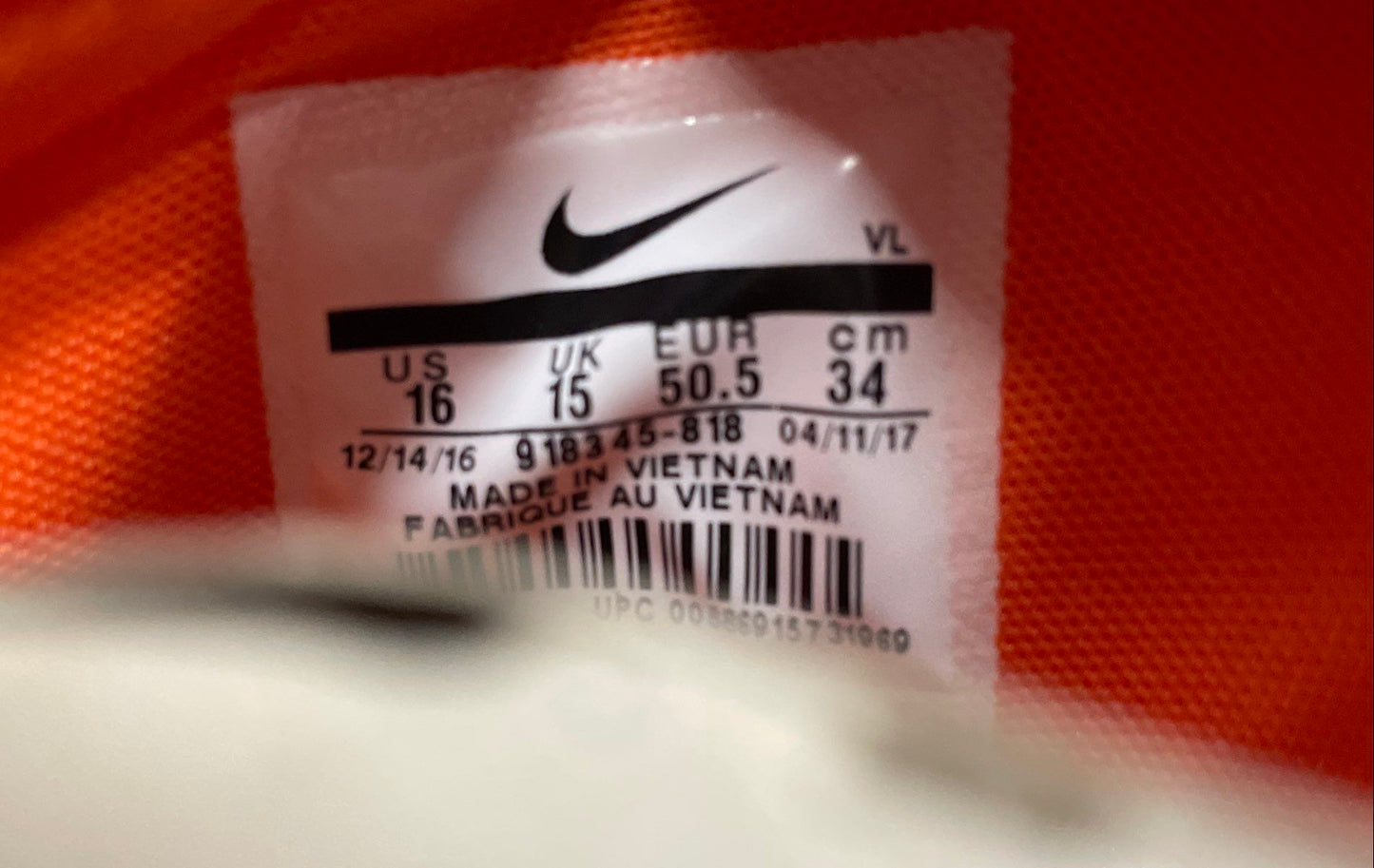 Nike Force Savage Elite Orange White Football Cleats Men's Size 16