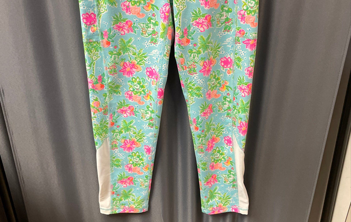 Lilly Pulitzer Women's Leggings Blue Tropical Mickey Floral Sz M
