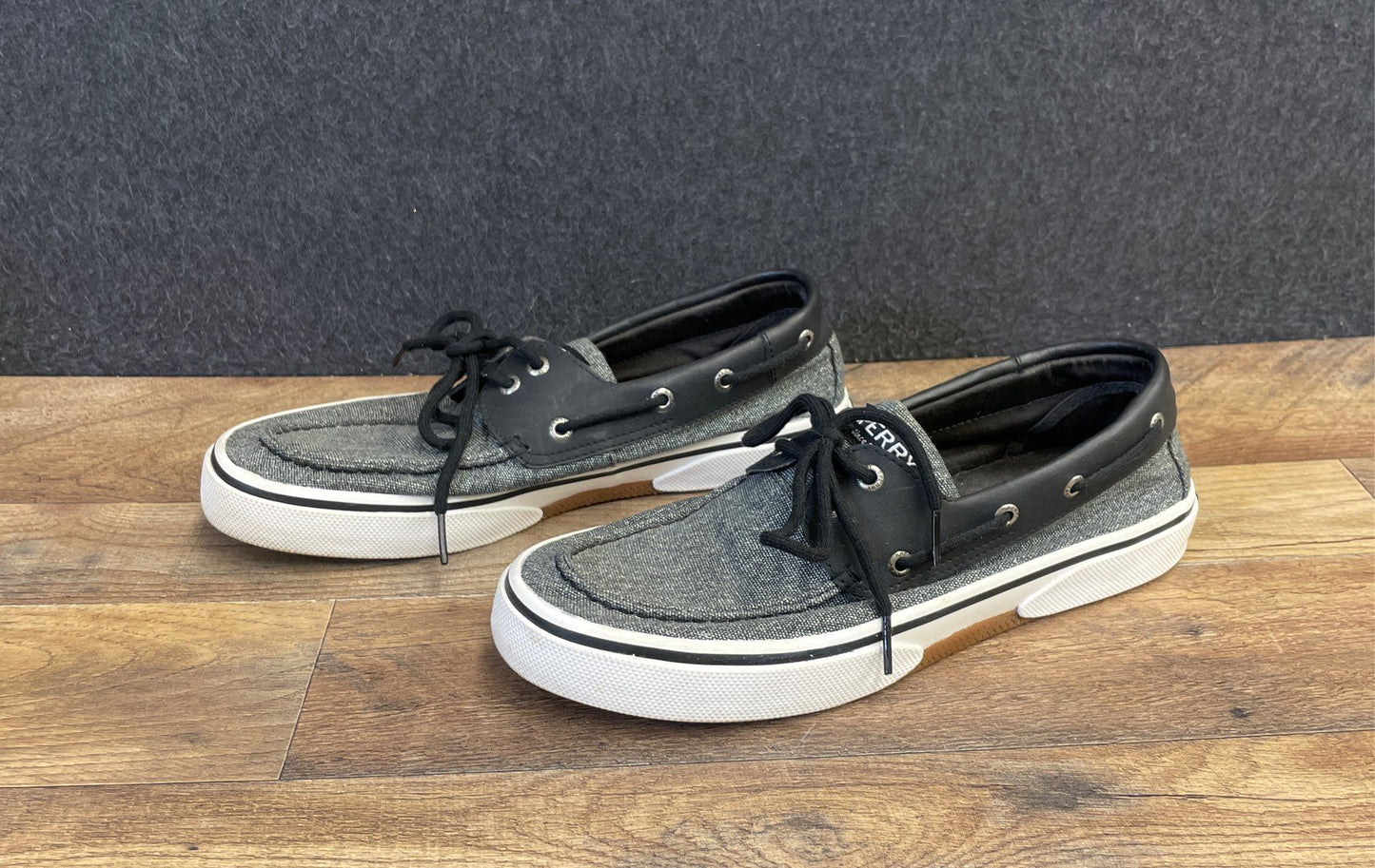 Sperry Bahama II Boat Sneaker Dark Grey Heather Canvas Men's Size 9
