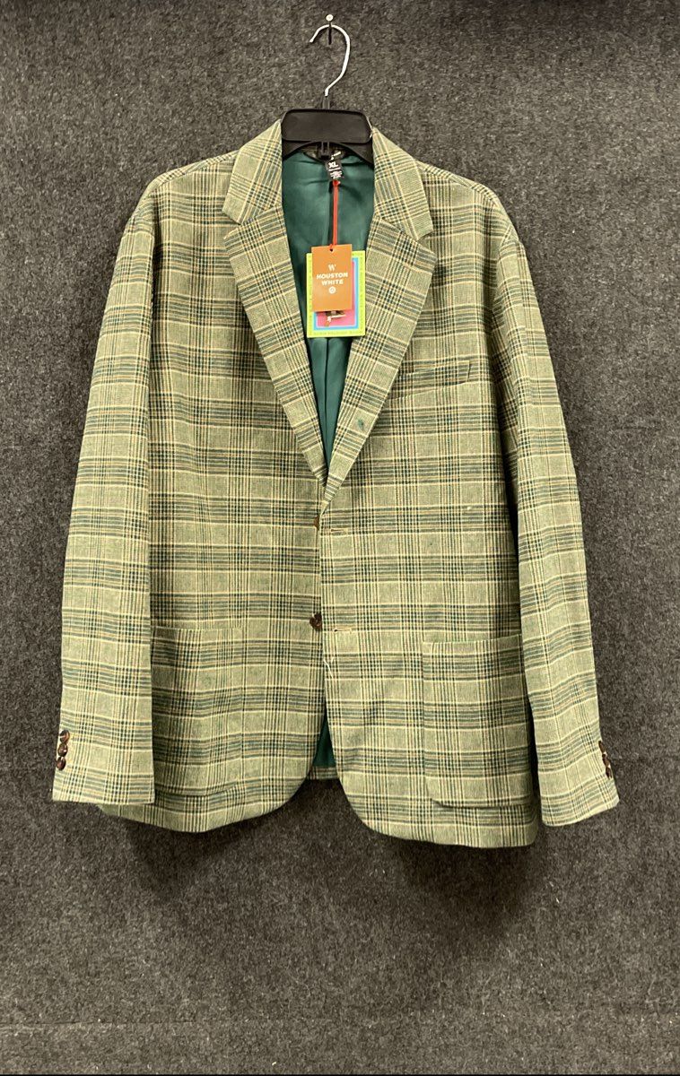 Houston White Men's Green Tan Plaid Two Button Blazer Jacket NWT Sz XL