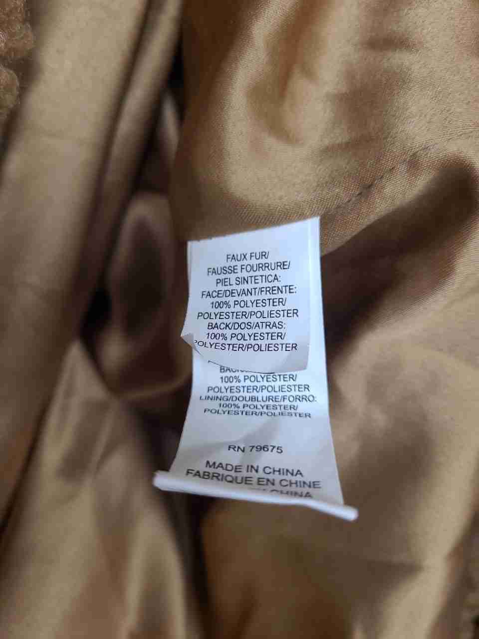 Lucky Brand Women's Tan Sherpa Teddy Faux Fur Long Coat Sz M