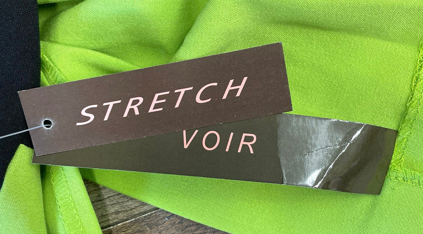 Voir Voir Women's Neon Green Black Geometric Colorblock Shift Dress NWT Sz 14