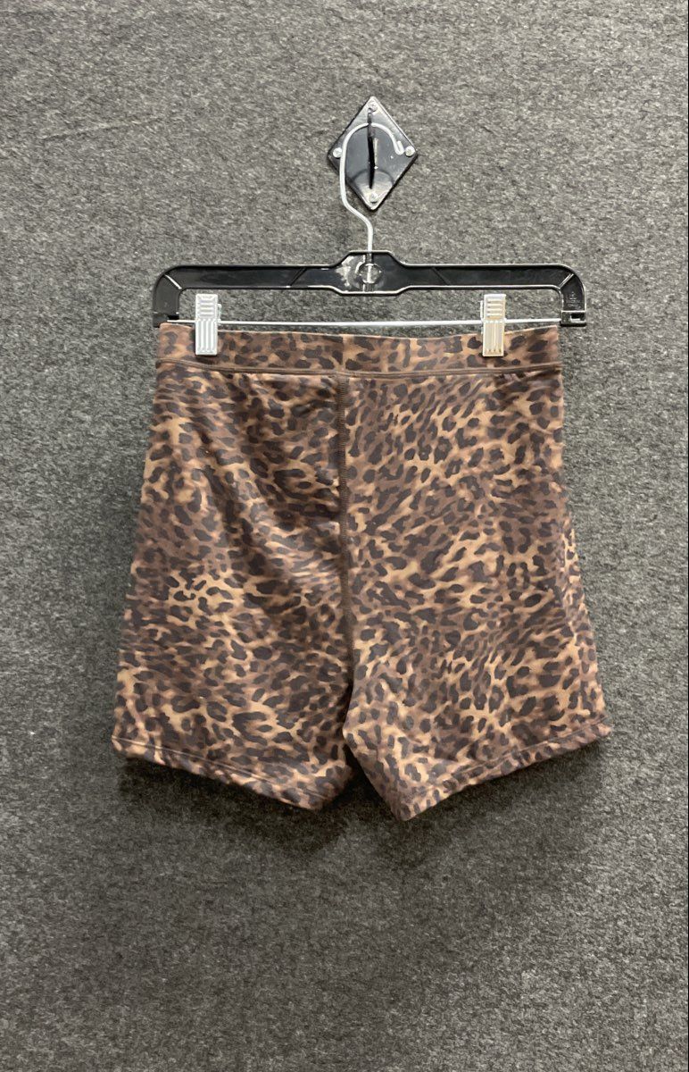 MPG Women's Leopard Print Activewear Tank Top & Bike Shorts Set Brown Sz M