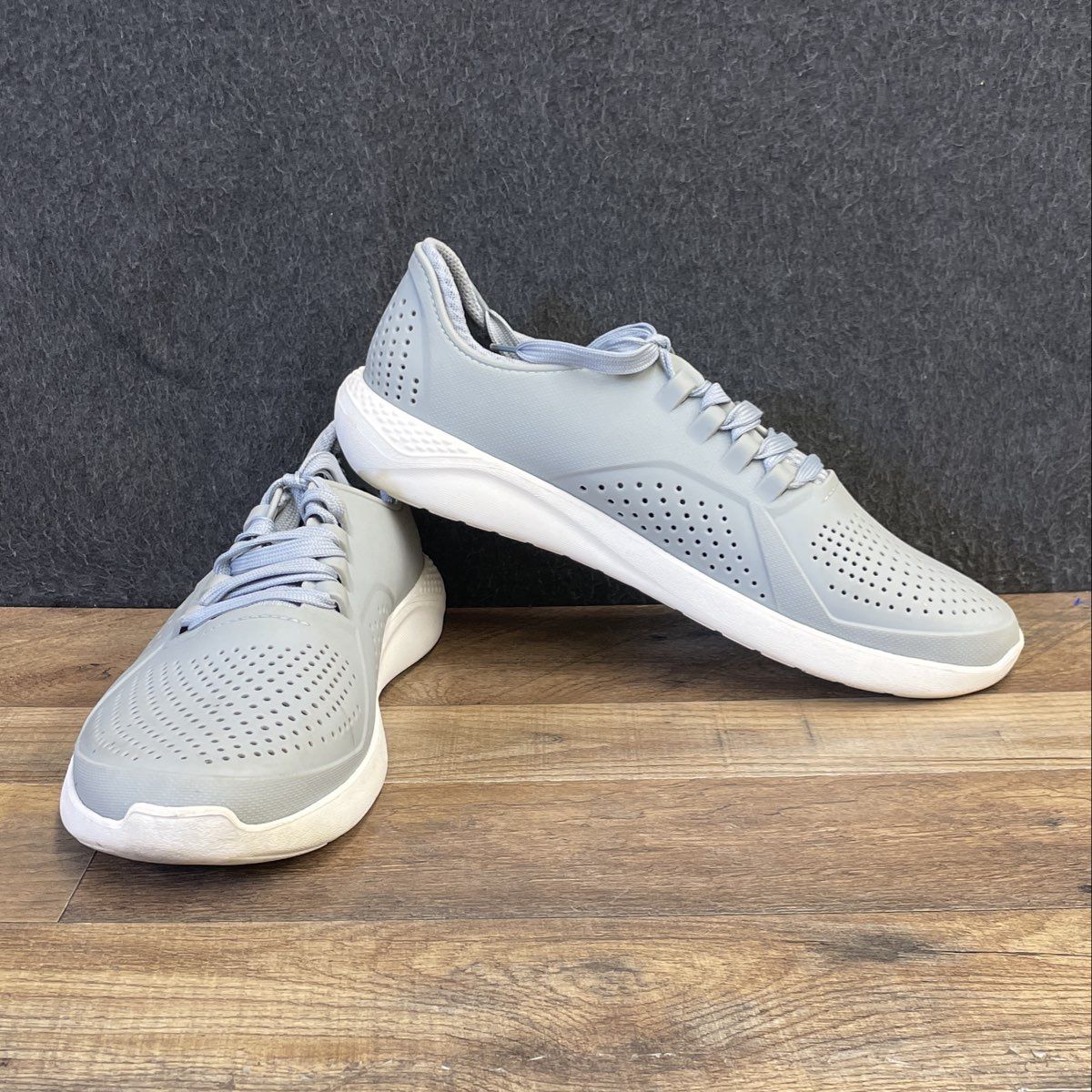 Crocs LiteRide Pacer Grey White Men's Lace Up Sneakers Size 10