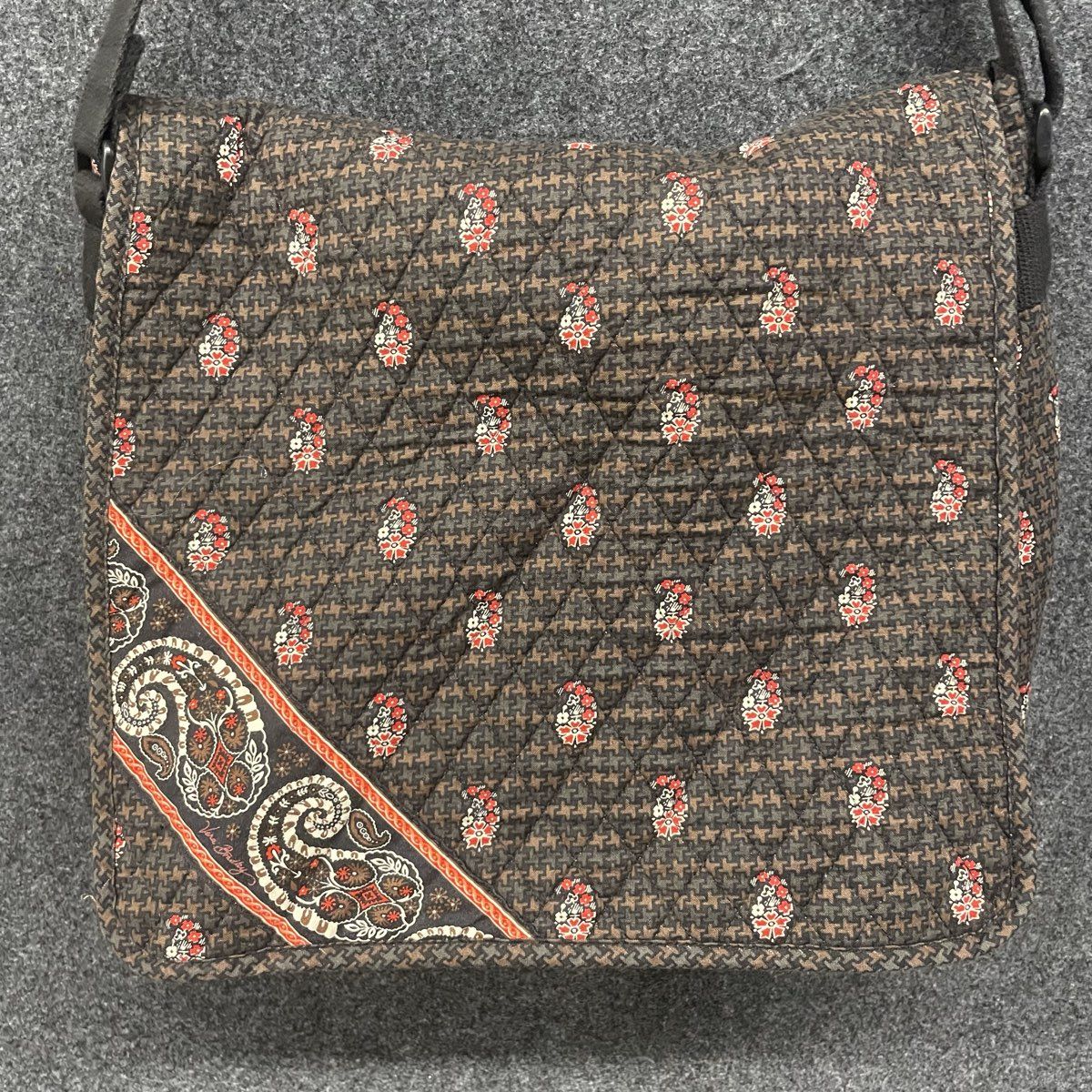 Vera Bradley Quilted Houndstooth Paisley Laptop Messenger Crossbody Bag