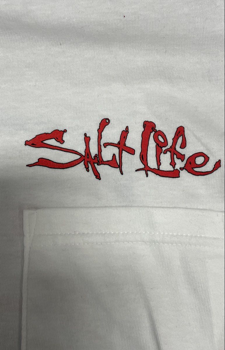 Salt Life Men's White Flag Tail Graphic Pocket Long Sleeve T-Shirt Sz XL