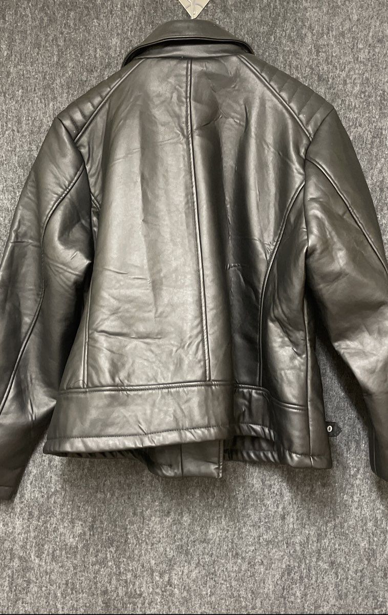 New Look Women's Black Faux Leather Biker Jacket Quilted Moto Zip Sz 2X
