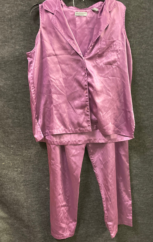 Vintage 90s Valerie Stevens Women's Purple 2pc Pajama Set Sleeveless Top Pants L