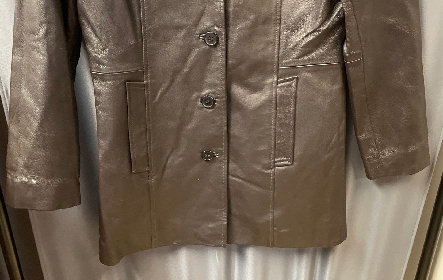 Vintage 90s Y2K Clueless Women's Black Long Genuine Leather Button Jacket Sz M