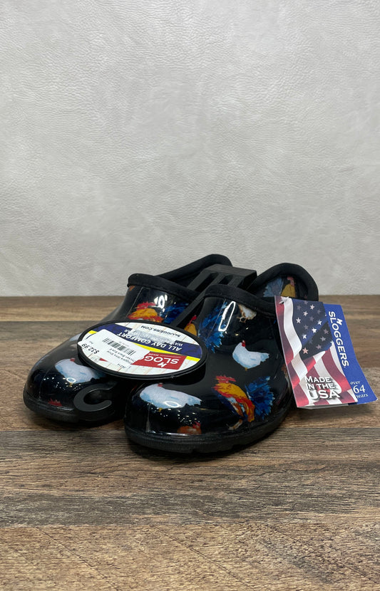 Sloggers Premium Garden Clog Chicken Black Waterproof Shoes Women's Size 6