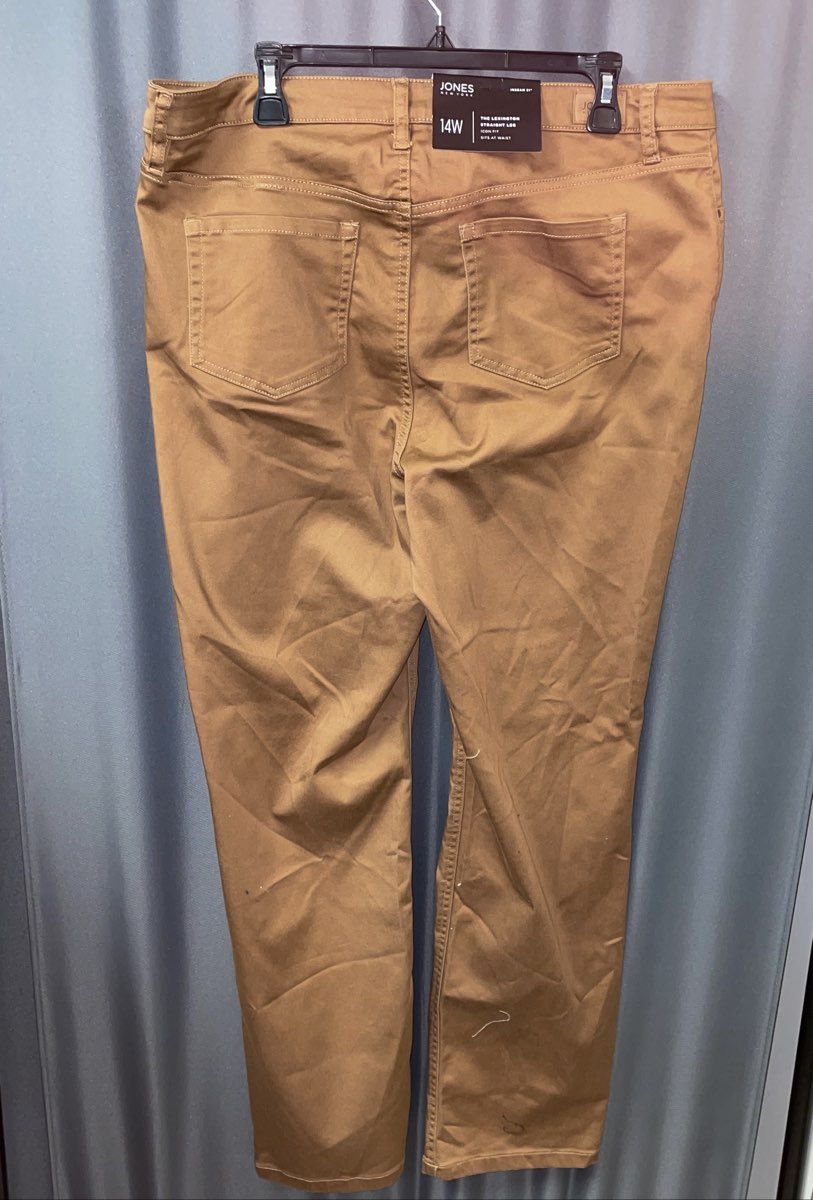 Jones New York Women's Caramel Brown Lexington Straight Leg Pants Sz 14W NWT