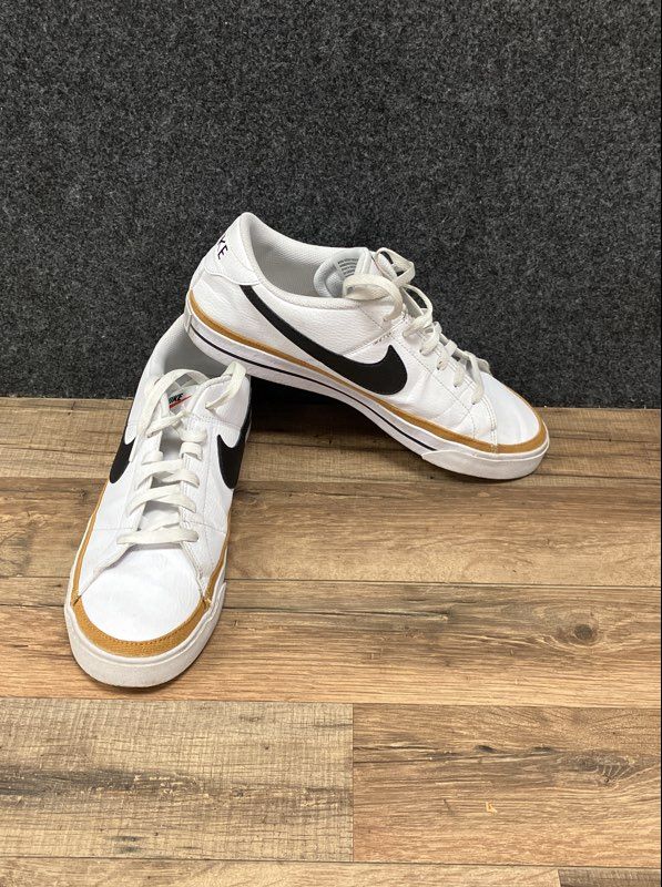 Nike Court Legacy Next Nature White Black Ochre Low Sneaker Men's Size 10.5