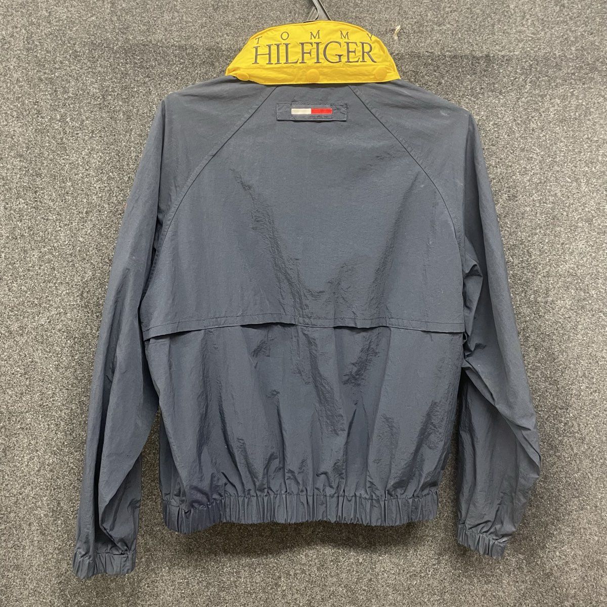 Vintage 90s Tommy Hilfiger Navy Yellow Big Logo Sailing Jacket Windbreaker Sz S