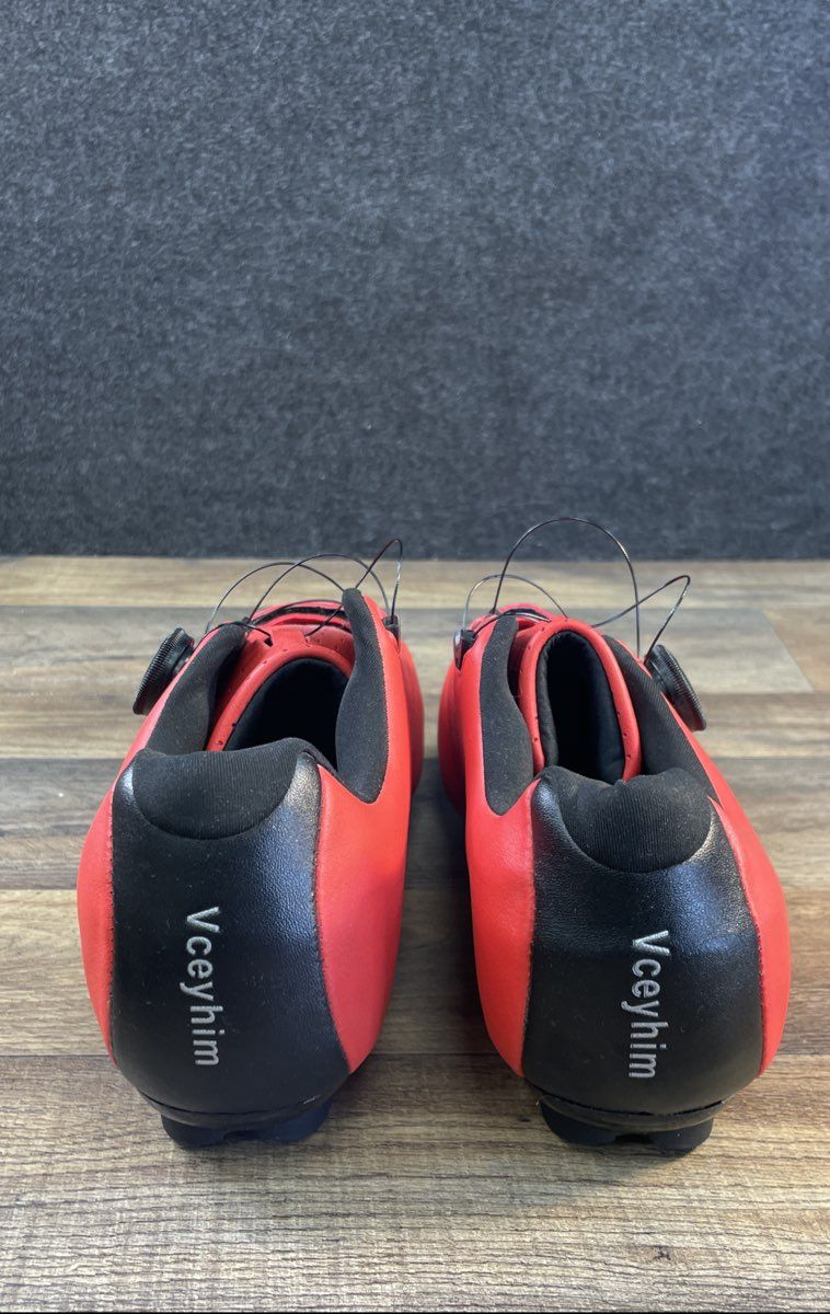 Vceyhim Red Road Cycling Shoes Dial Tension Closure Cleat Compatible Size 11