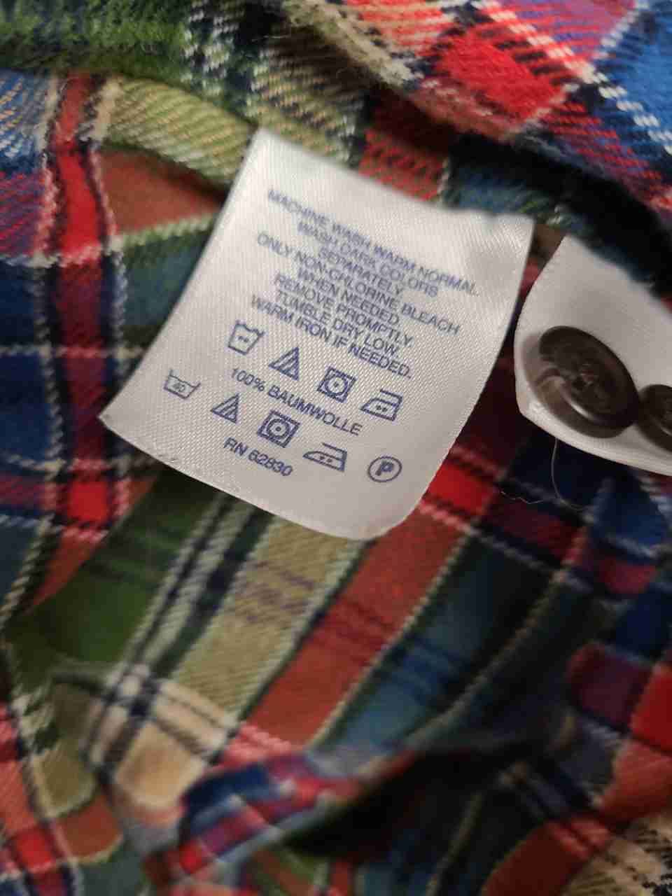 Lands' End Men's Vintage 90s Green Red Plaid Flannel Button Down Shirt Sz L