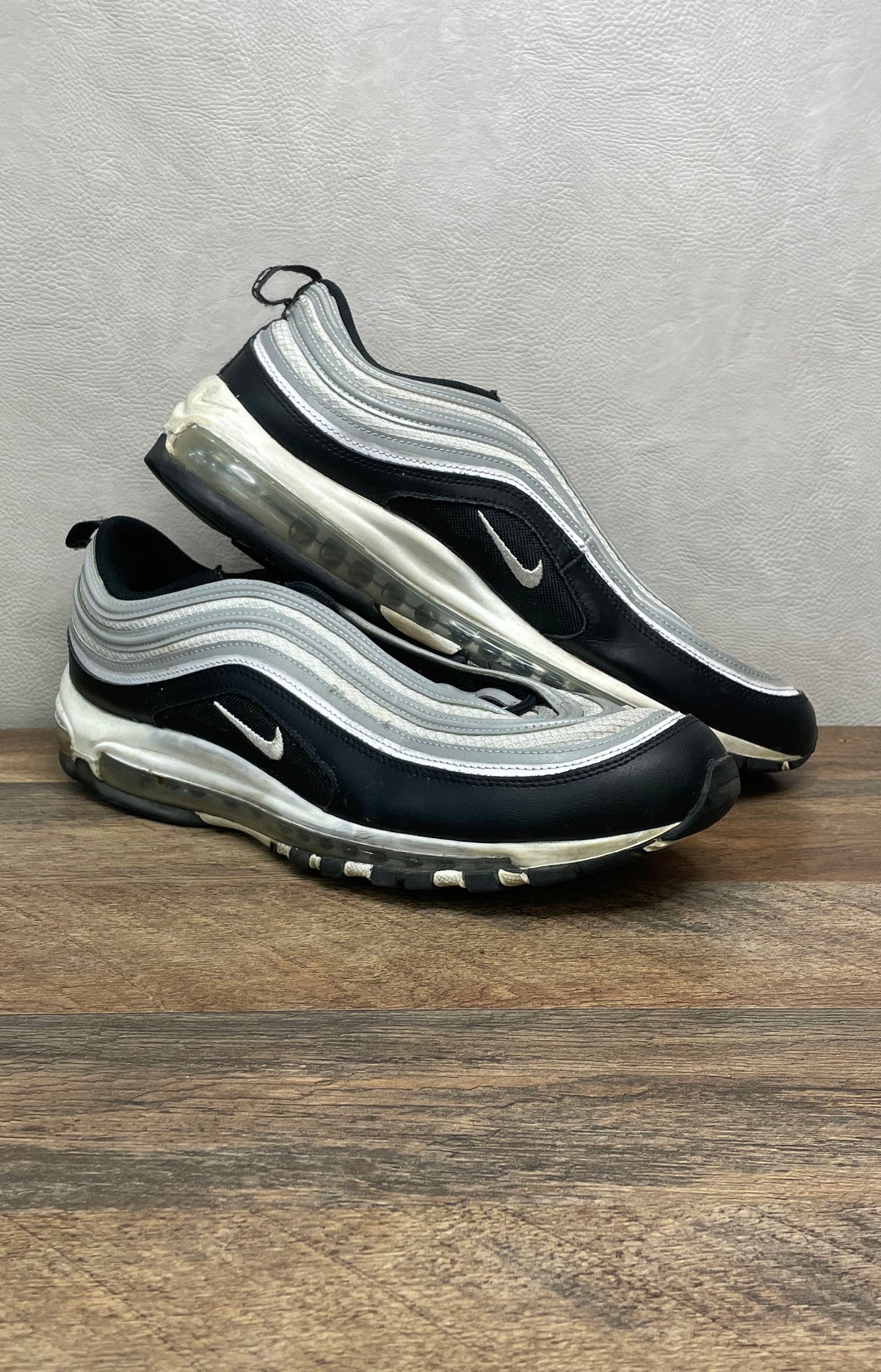 Nike Air Max 97 Black Silver Wolf Grey Men's Sneakers Size 13