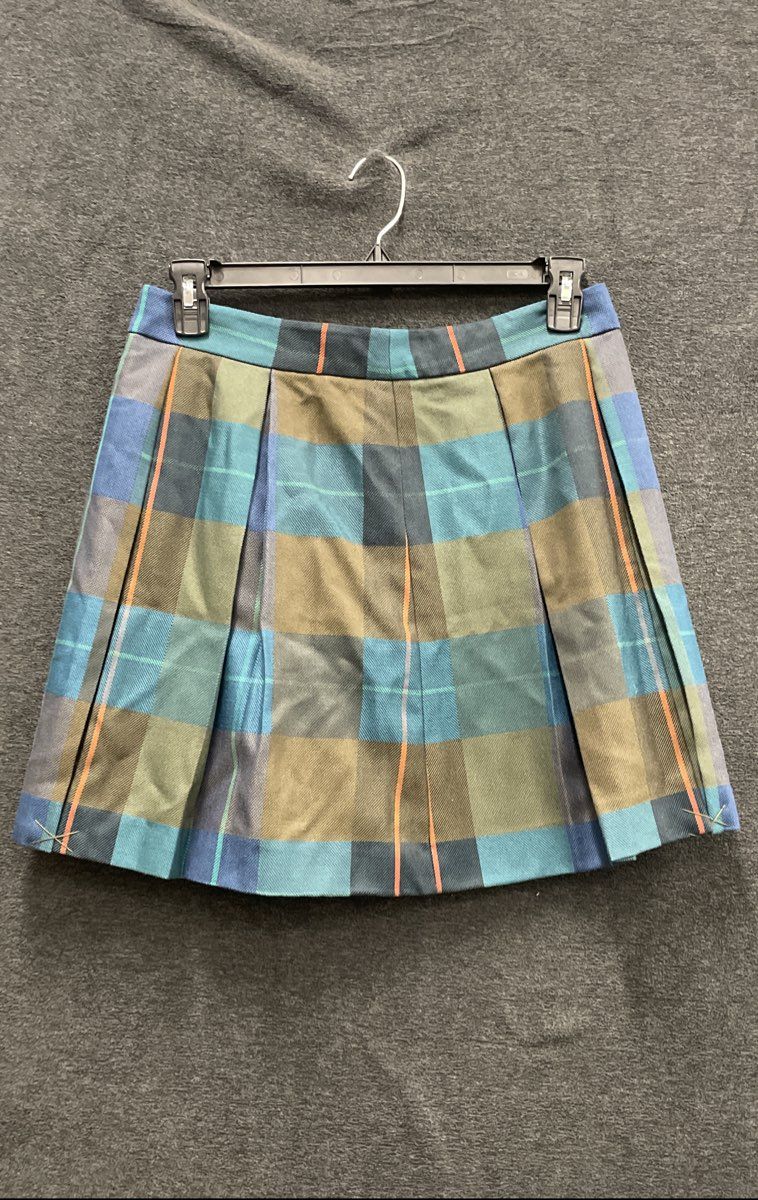 Tommy Hilfiger Women's Mini Skirt Blue Green Orange Plaid Pleated Sz 10 NWT