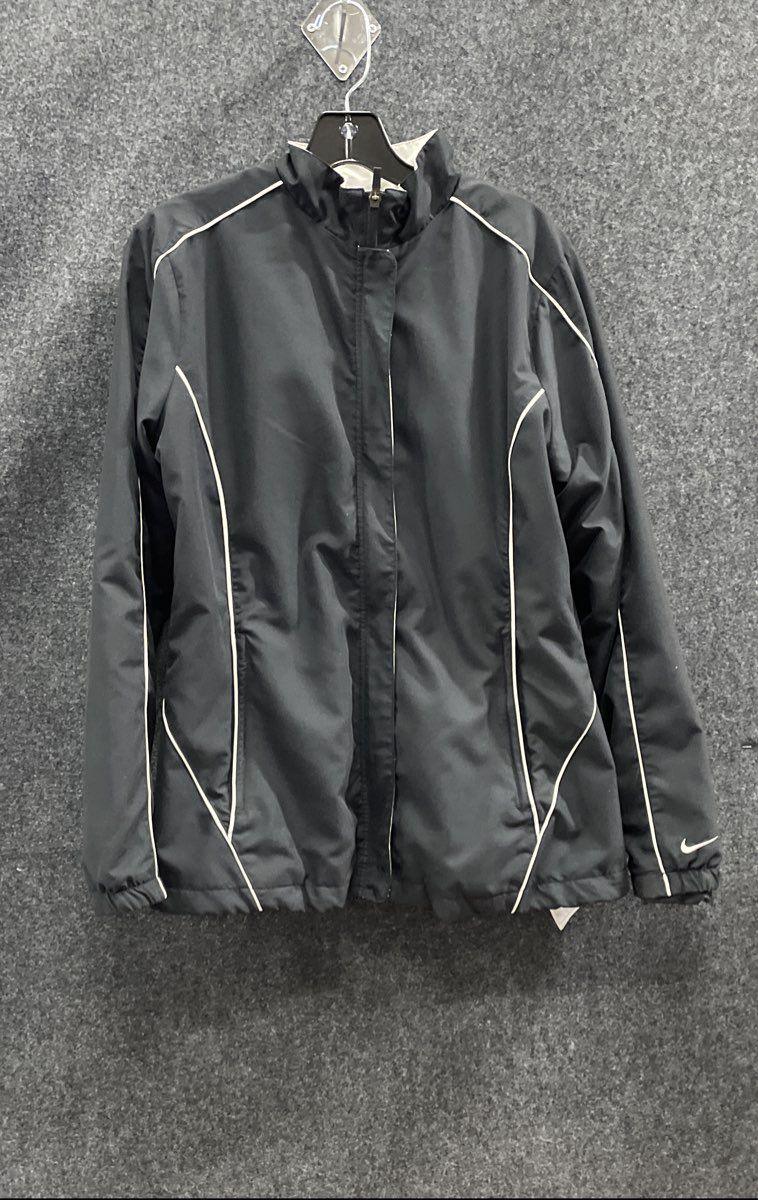 Nike Golf Women's Black Full Zip Jacket White Piping Mock Neck Sz L 12-14