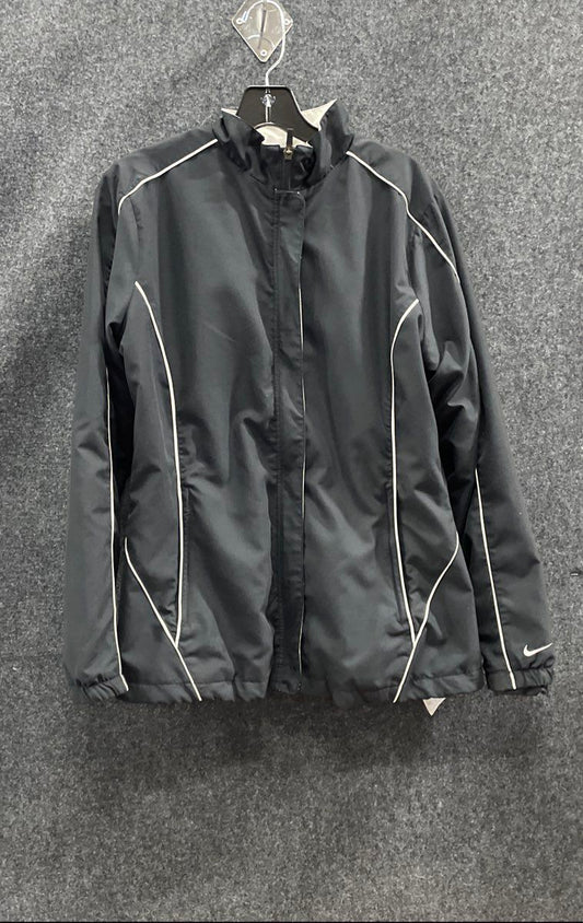 Nike Golf Women's Black Full Zip Jacket White Piping Mock Neck Sz L 12-14