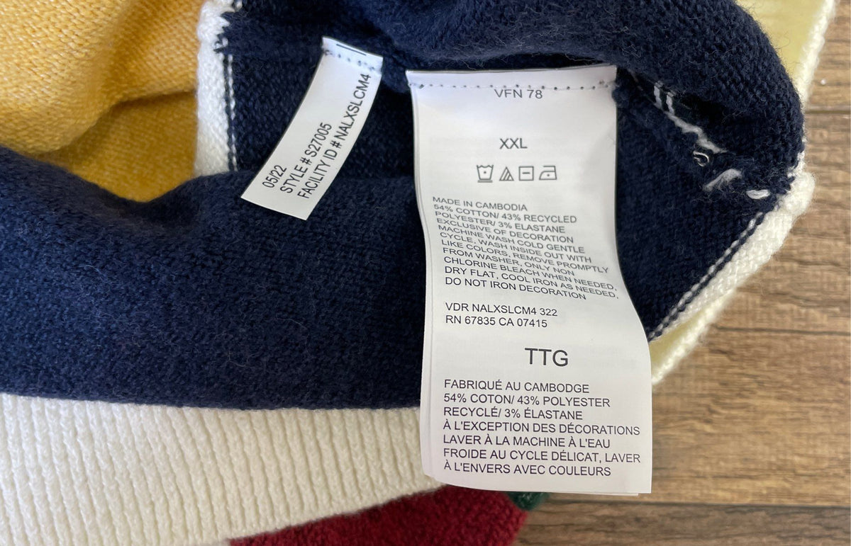 Nautica Men's Striped Crewneck Sweater Multicolor Cotton Blend Size XXL