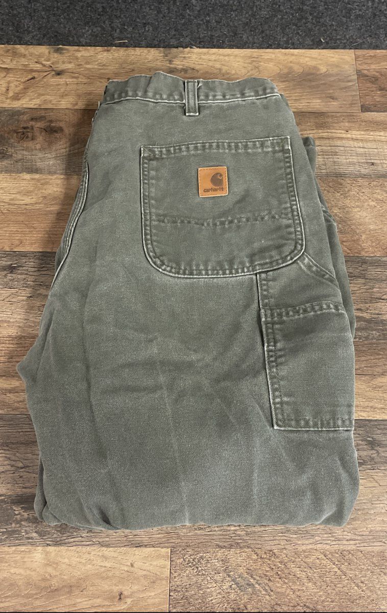 Carhartt Men's Moss Green B11 Washed Duck Work Dungaree Pants Size 36x30