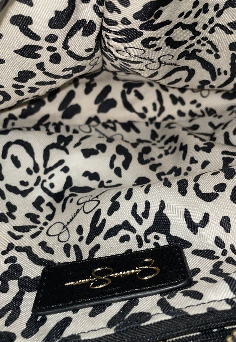 Jessica Simpson Black Faux Leather Shoulder Bag Crossbody Gold Hardware