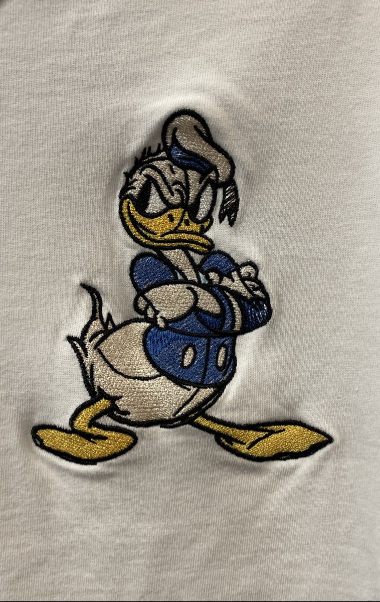 Champion Men's White Donald Duck Embroidered Model Sheet T-Shirt Sz L