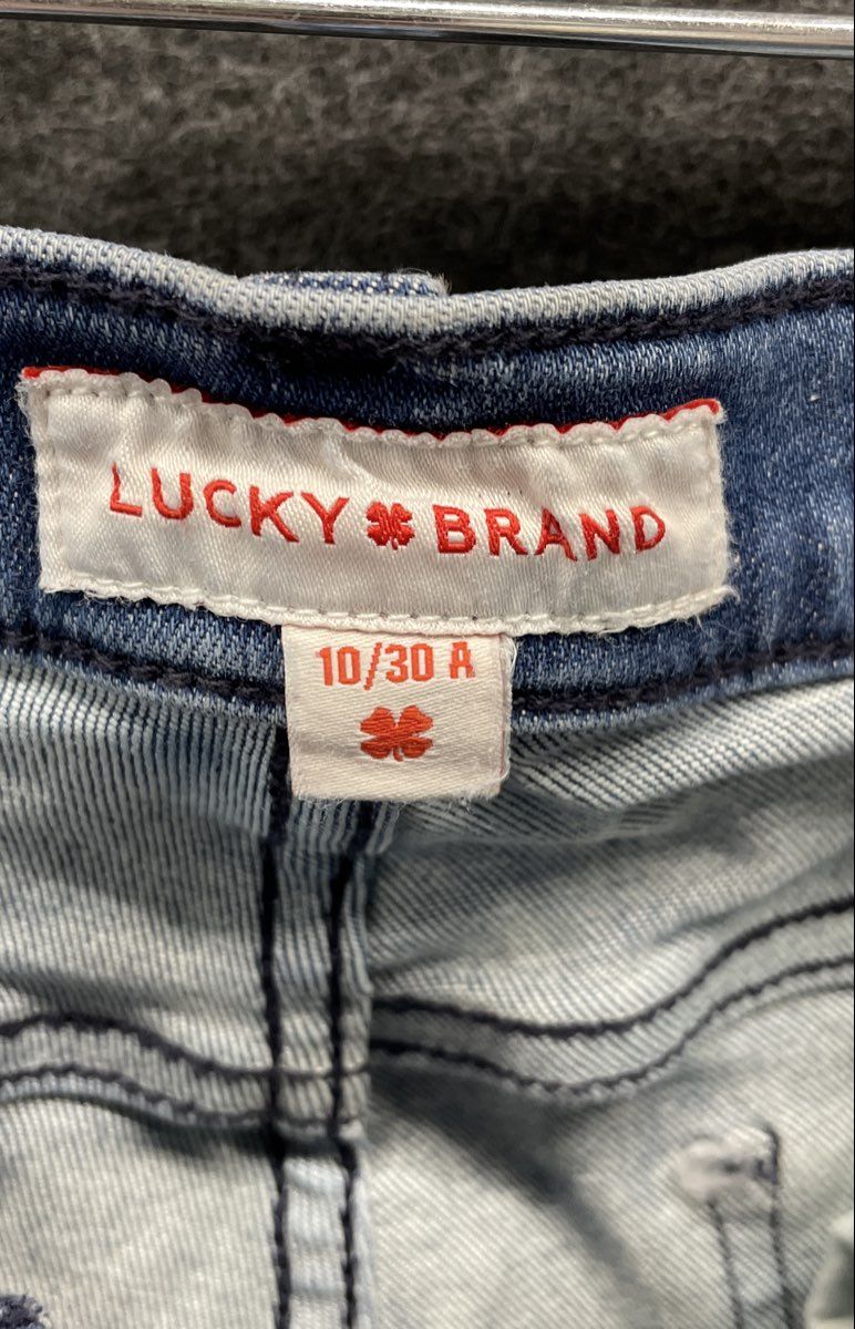 Lucky Brand Women's Light Wash Blue Faded Whiskered Denim Jeans Sz 10/30