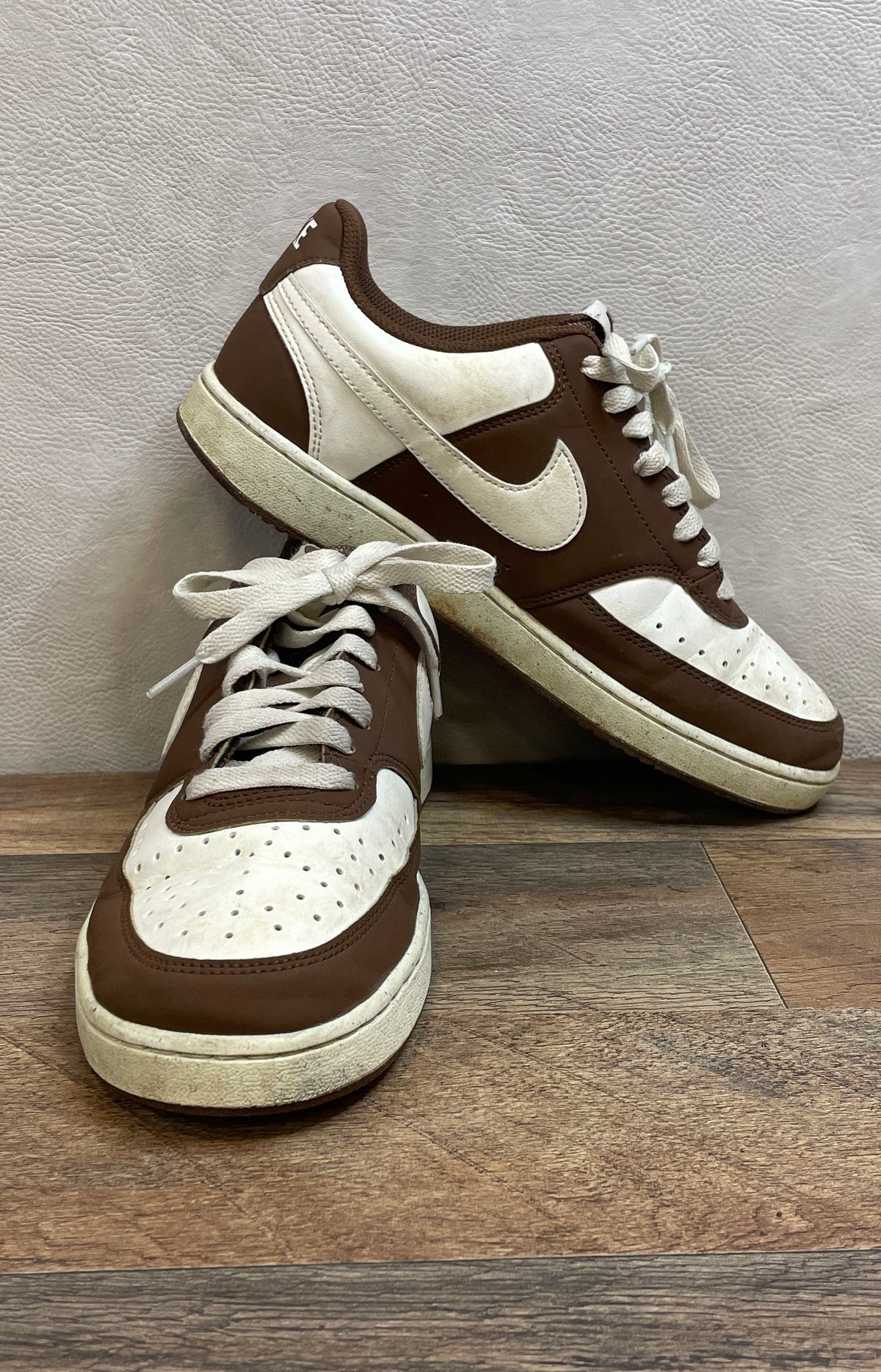Nike Court Vision Low White Archaeo Brown Sneakers Women's Size 9.5