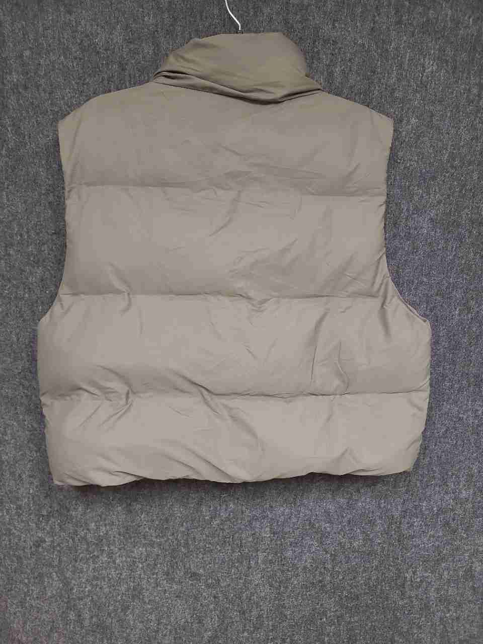 Zara Men's Taupe Quilted Puffer Vest Full Zip Padded Mock Neck Sz L