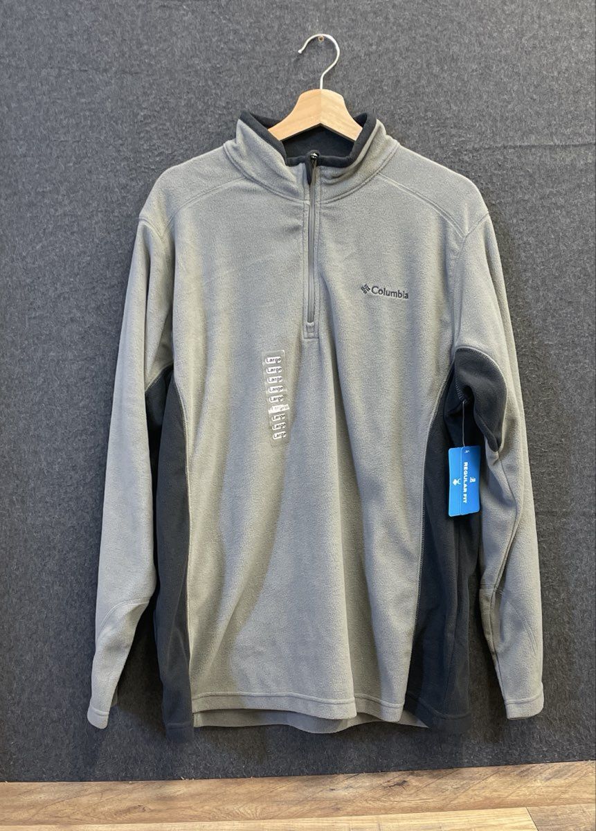 Columbia Men's Pine Ridge Half Zip Fleece Pullover Gray NWT Regular Fit Sz L