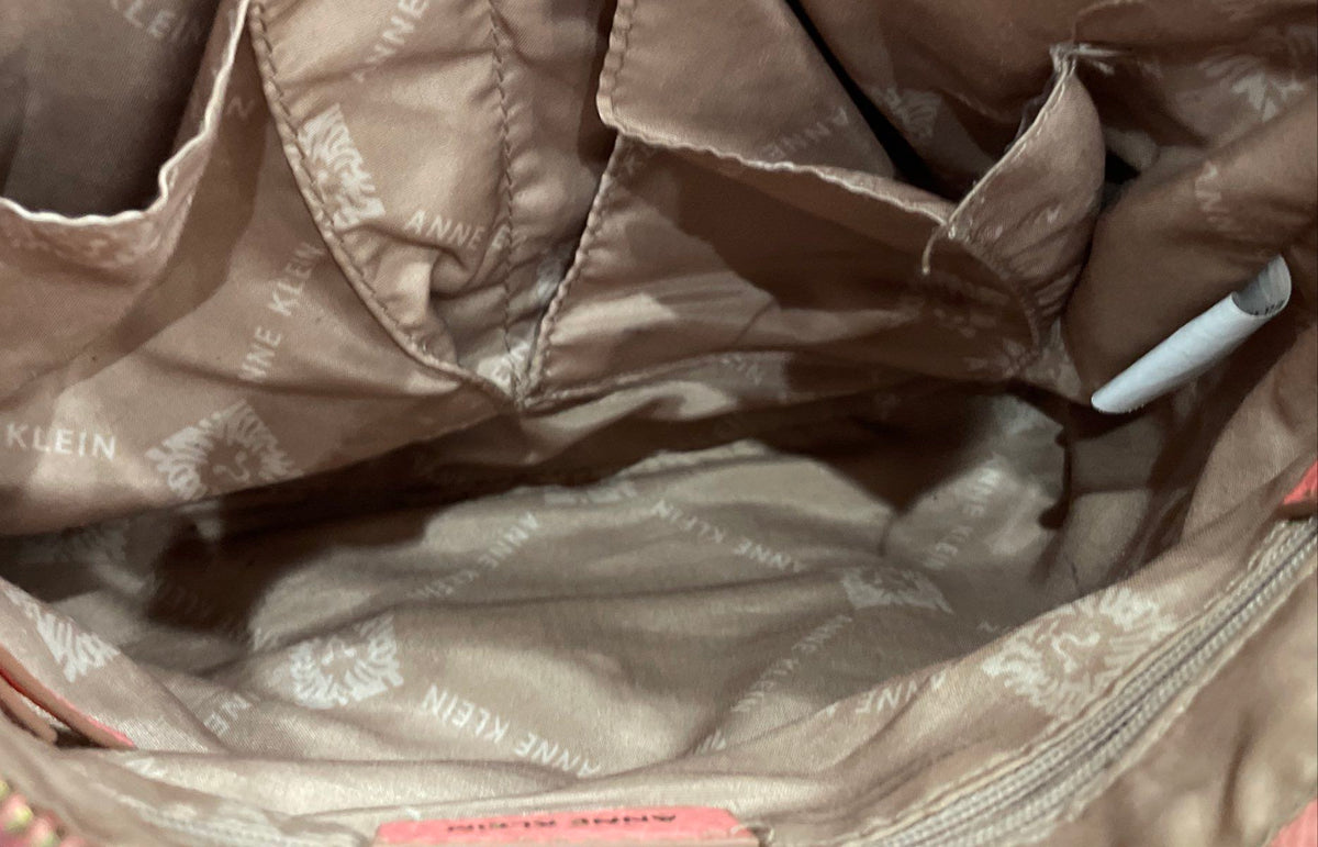 Anne Klein Pink Pebbled Leather Crossbody Bag Purse Gold Hardware