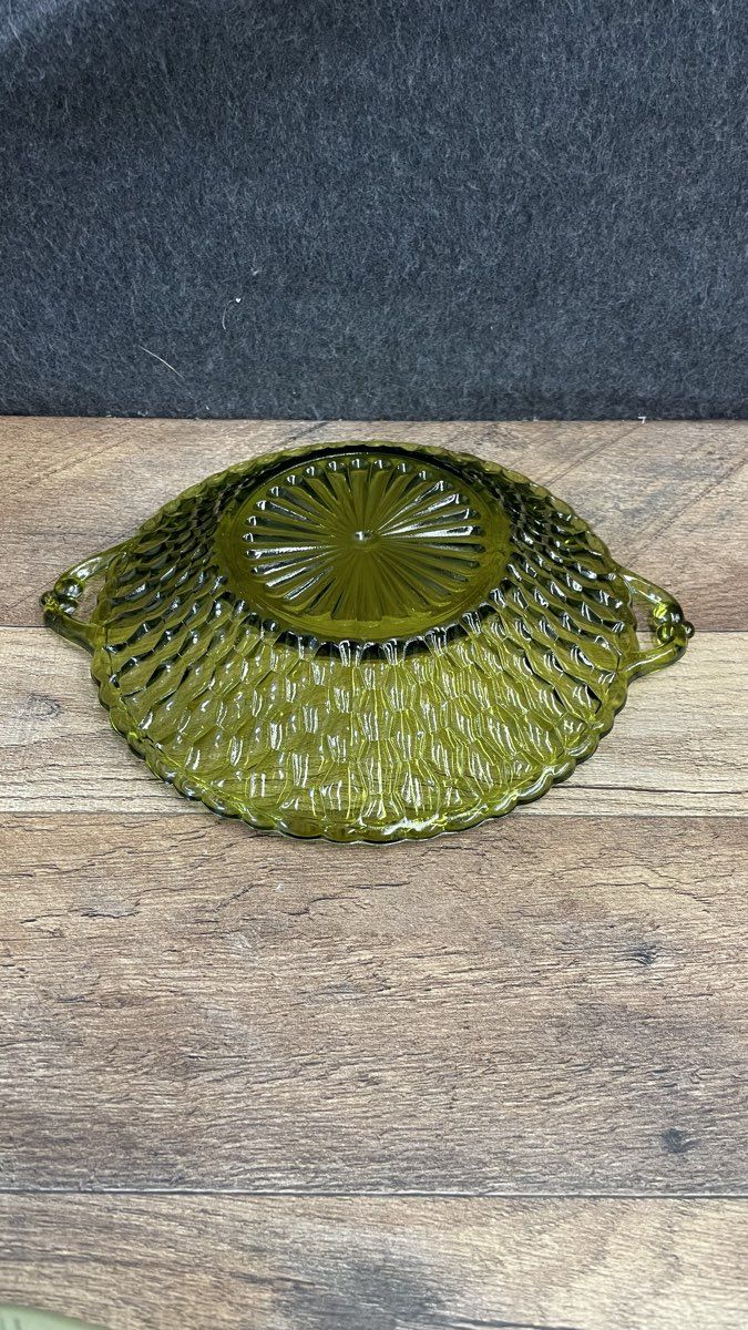 Vintage Style Indiana Glass Relish Green Dish