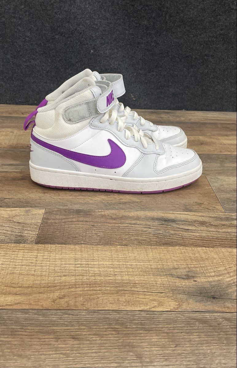 Nike Court Borough Mid 2 White Purple High Top Sneakers Youth Size 6Y
