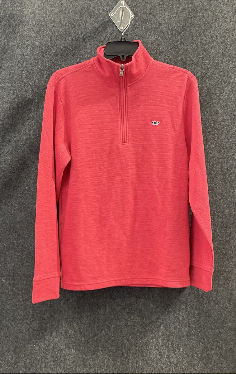 Vineyard Vines Men's Saltwater Stripe Quarter Zip Pullover Jacket Red XS NWT