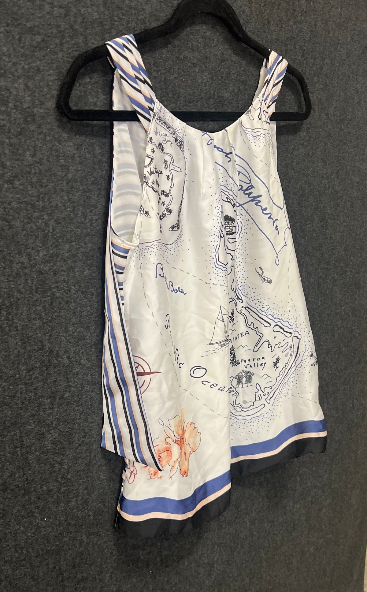 White House Black Market Women's Bora Bora Map Striped Sleeveless Top Sz XS