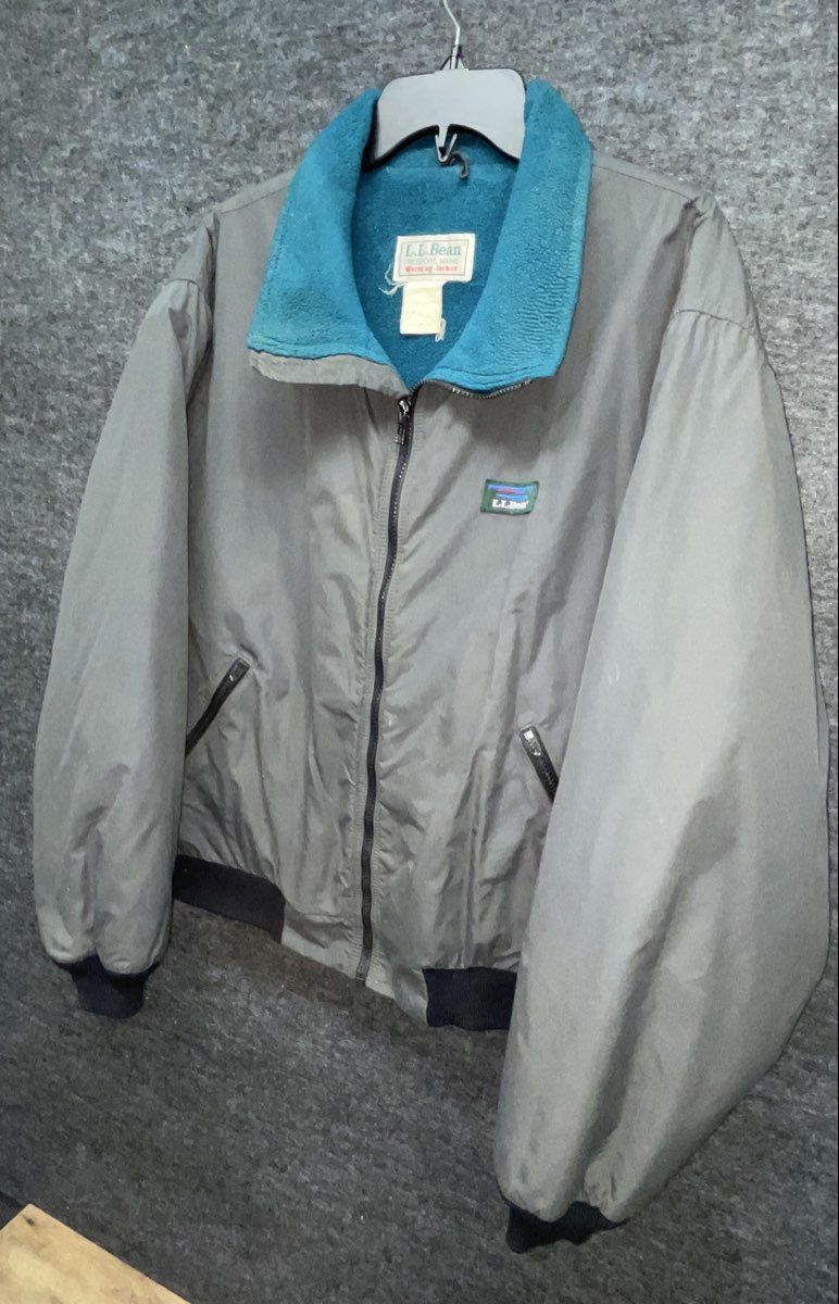 Vintage 90s L.L. Bean Men's Gray Fleece Lined Warm Up Jacket Full Zip XL