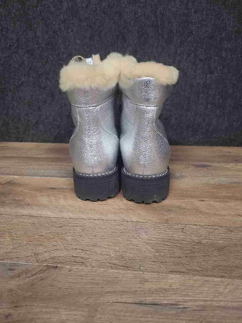 J.Crew Metallic Leather Pieced Nordic Boot Metallic Silver Women's Size 8