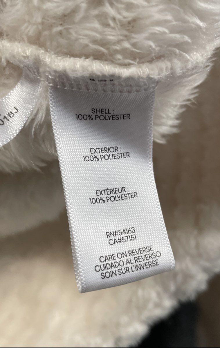 Calvin Klein Women's Cream Full Zip Textured Diamond Fleece Jacket Sz Small