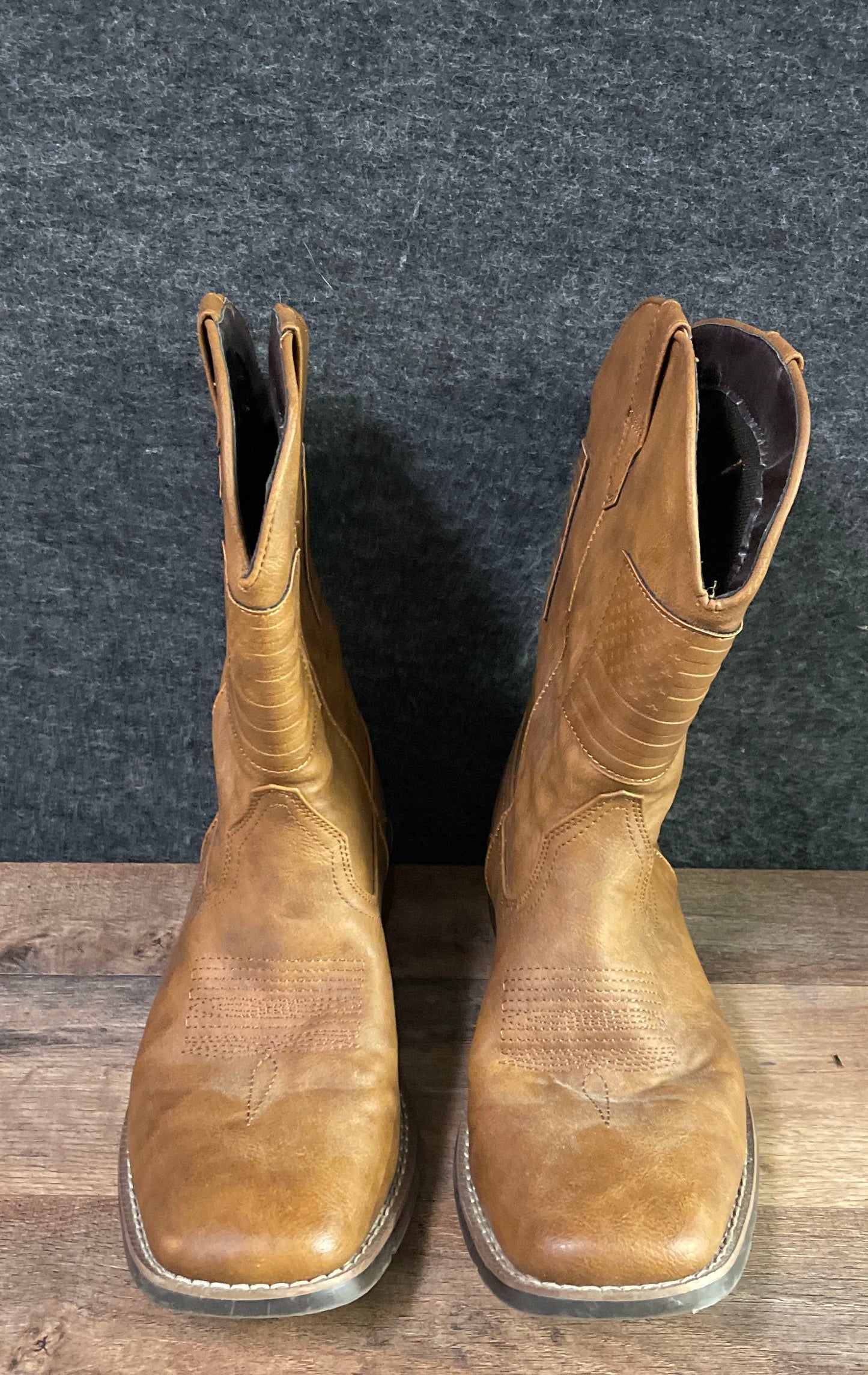 Ivu CB-512 Brown Faux Leather Square Toe Western Cowboy Boots Mens Size 9